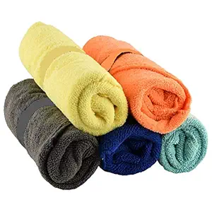 MOE CLEAN Thick Lint & Streak-Free Multipurpose Towels Microfiber Cloth for Car Bike Cleaning Polishing Washing & Detailing (40x40 cms, Multicolour) - Pack of 5