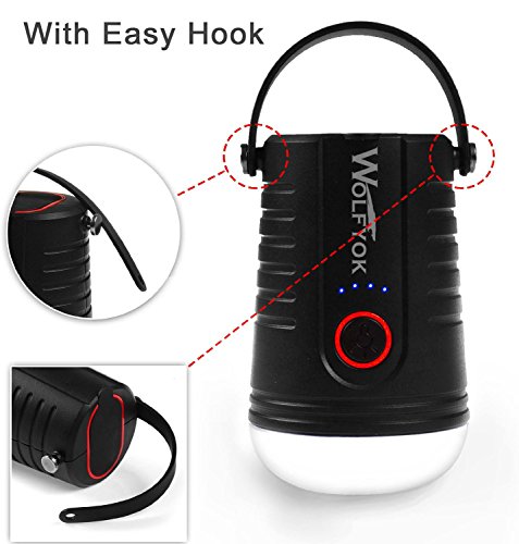 Wolfyok 2-in-1 LED Camping Laterne & Energien bank, 4 Licht-Modi USB Output, 100 Stunden dauerhafte Beleuchtung tragbare Camping Lampe, 5200 mAh LED Wiederaufladbare IP65 wasserdichte Notfall Laterne für Wandern, Camping, Notfall, Nachtlicht - 2