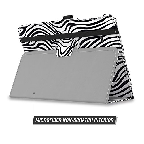 MoKo Tab E 9.6 Hülle – Kunstleder Ständer Schutzhülle Smart Cover mit Stift-Schleife für Samsung Galaxy Tab E 9,6″ (Wifi/4G LTE Version) 2015 Tablet-PC, Zebra Schwarz - 5