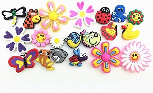 20 Dragonfly Butterfly Ladybug Flying Animals Fish Big Flowers Charms for Fits Croc Shoes &amp; Wristband Bracelet