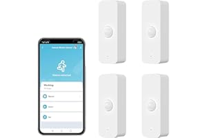 RISOON WiFi Bewegungssensor, Smart Bewegungsmelder Tuya PIR für die Heimsicherheit, drahtloser Bewegungssensor mit Fernüberwachungs App, Sprachbefehl kompatibel mit Alexa (4 Pack)