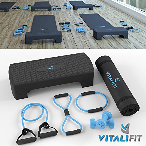 Vitalifit Stepper Expander Set Aerobic Hanteln Fitness Matte Yogamatte Krafttraining - 2