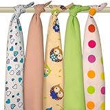 GMGold 5 x Die weiche Spitzenqualität super der Flanell für die Säuglinge, Maße: 80x70cm 100% Baumwollpflanze. Neu Design Baby-Gesichts-Tücher / Windeln / Vierecke / Wickeln (ICH MAG EULEN) - 2