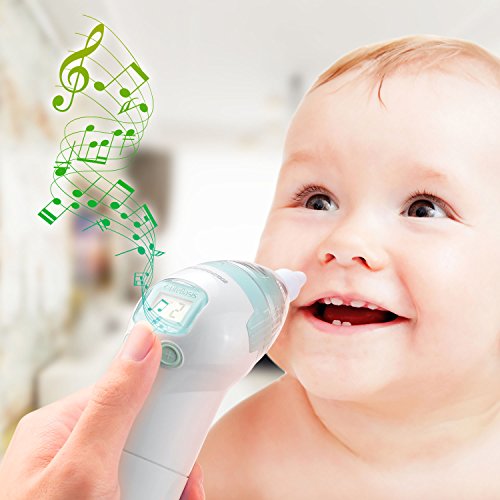 LifeBasis Baby-Nasensauger Elektrischer Nasalreiniger Nose Cleaner – 3 Betriebsstufen -Sicherer Hygienischer LCD Bildschirm 3 Größen an Nasenaufsätzen - 6