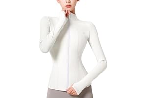 SHEKINI Women's Running Jackets with Thumb Hole Full Zip Front Yoga Tops Long Sleeve Sports T-Shirt Fitness Workout Gym Tops