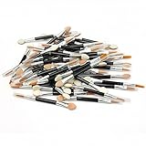 Pinzhi®50pcs Double-ended Disposable Eyeshadow Brush Applicator Dual Sided Oval Sponge Tipped Makeup Tool