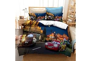 GDGM Kinderbettwäsche 135x200 Jungen Kinder Autos Bettwäsche Set 2TLG. Bettbezug Und Kissenbezug 75x50cm Mit Reißverschluss,3D Bettwäsche (1,135x200cm-2pcs)