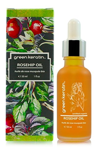 Green Keratin 100 Percent Pure and Organic Rosehip Premium Certified Oil