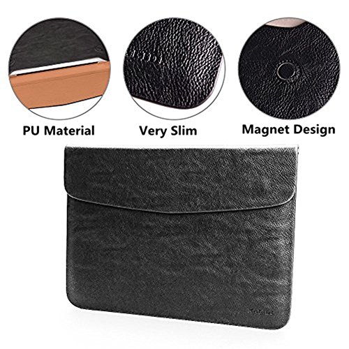 KALIDI Einfache Umschlagart 13.3 Zoll Laptop Leder Schutzhülle Tasche mit Magnetverschluss für MacBook Air 13.3 Zoll/Macbook Pro Retina 13.3 Zoll(Ohne Hardware) schwarz - 2