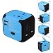 Produktbild Goldfox® Universal Welt Reiseadapter Mit 2 USB Ladegerät Reisestecker Adapter World Travel Adapter für Weltweit 150 Ländern mit EU/UK/US/AU Stecker LED-Betriebsanzeige (Blau)
