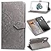 Produktbild Misteem Mandala Hülle für Huawei P Smart Plus, 3D Retro Blume Motiv PU Leder Hülle Klappbar Flip Wallet Case Cover Bookstyle Stoßfest Stand Magnet Brieftasche mit Kartenhalter Schutzhülle für Huawei P Smart Plus - Blumen Grau