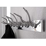 Farbe: silber lounge-zone Design Garderobe Antler Wandgarderobe Aluminium Hakenleiste mit 6 Doppelhaken in Hirsch Geweih Form Breite 50cm #13324