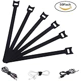 50 Stück Klettkabelbinder Kabelklett, Wiederverwendbar Kabelmanagement Seilklett Kabel-Klettband Kabelbinder Schwarz - 7,87 x 0,47 Zoll (20 x 1,2 CM) - Ideal für Vielseitigen Einsatz im Kabelmanageme