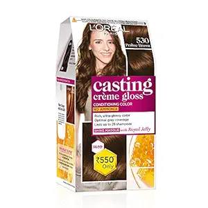 LOreal Paris Semi-Permanent Hair Colour, Ammonia-Free Formula & Honey-Infused Conditioner, Glossy Finish, Casting Crome Gloss, Praline 530, 87.5g+72ml