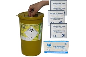 TETRA-SOLE Sharpsguard Sharps Bin 5 litre -Yellow + FREE Alcohol Wipes (100)