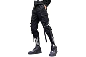 ORANDESIGNE Pantaloni Cargo da Uomo Pantaloni da Jogging Primavera Pantaloni Hip Hop Pantaloni Sportivi Multi-Tasca Neri Casual Teachwear