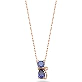 NEREZE 925 Carat Tanzanite Stone Cat Woman Silver Necklace