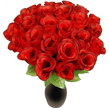 So Lot De 72 Roses Rouges En Soie Fleurs Artificielles 26 Cm