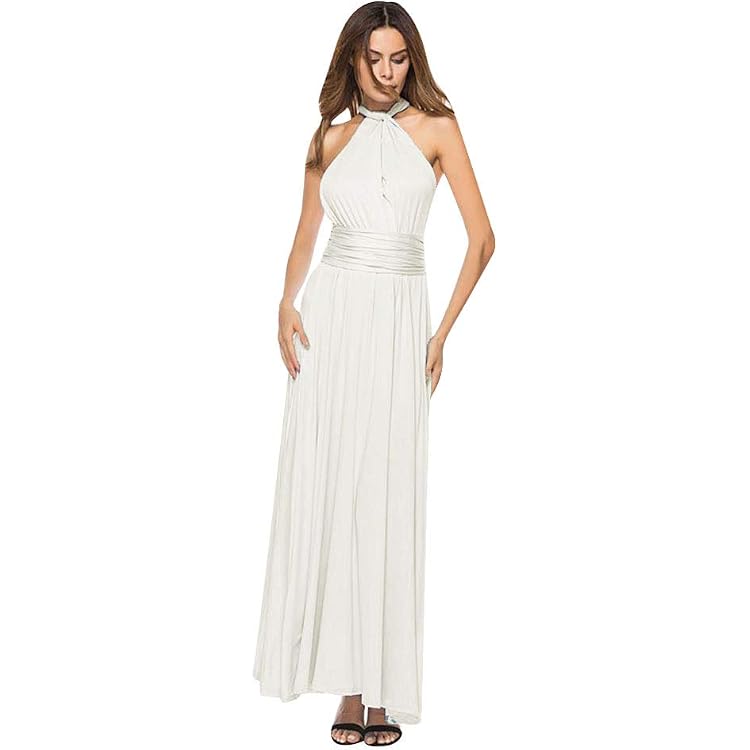 Abito Elegante Scollo V Abito Da Sera Lungo Donna HHY - Senza Schienale, Scollo A V, Multiway - Per Matrimoni, Cerimonie, Prom Vestito Lungo Damigella - 13