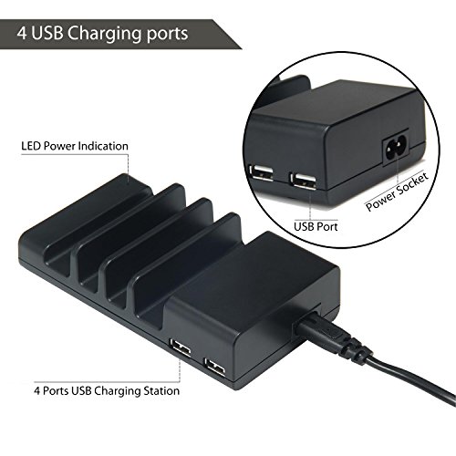 OXoqo USB Ladestation, OXOQO 4 Port USB Ladegerät Nabenwandung Chargehub Reise Gebühr für Strom Banks, IPhone 7 Plus / 7 / 6s / 6Plus, 5 / 5s, IPad Air 2 / Mini 3, Samsung Galaxy S6 / S7 Edge - 6