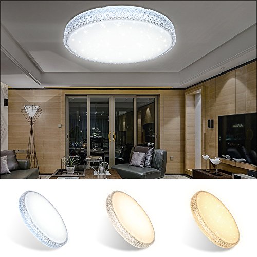 Preisvergleich Produktbild VINGO® 60W LED Deckenleuchte Starlight-Design Deckenlampe Wandlampe Wohnraum Schlafzimmer Deckenbeleuchtung Farbwechsel rund Kristall Mordern Kinderzimmer Sternen Dekor Energiespar Badlampe Flurleuchte Lampe