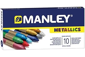 Alpino - Lápices de Cera Manley Metallics – Set de 10 Colores Brillantes | Colores Mezclables de Gran Suavidad y Luminosidad | Alta Resistencia a la Luz | Apto para Todo Tipo de Superficies Porosas