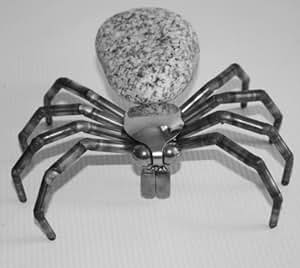 Edelstahlspinne als Gartendeko Spinne groß aus Edelstahl und Stein ca