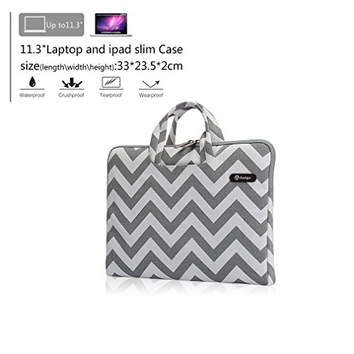 Anten® Primeday Rabatt Leder Laptop Tasche für Laptop / Tablet MacBook / mit Bildschirmdiagonale 11-Zoll(35.00 x23.50 x 2.20) ,aus Segeltuch,Wellen Grau - 4