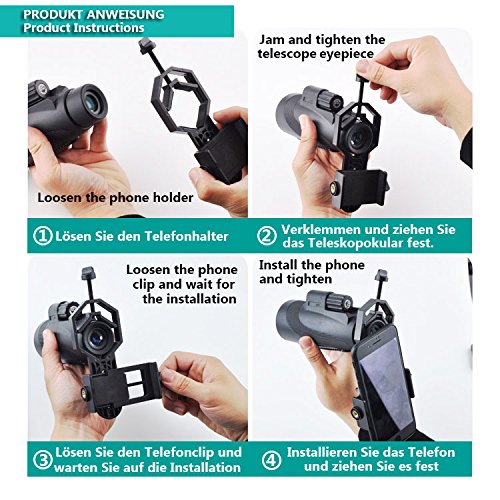 JUMPFISCH Premium Okular- und Smartphone Handy Halterung Adapter Mount fÃ¼r Teleskop, Mikroskop, Spektiv, Monokular, Fernglas, Mikroskop.(Geeignet fÃ¼r alle Typen Handy Smartphone Iphone Sony Samsung)