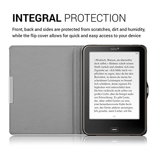 kwmobile Hülle für Tolino Vision 1 / 2 / 3 / 4 HD – Flipcover Case eReader Schutzhülle – Bookstyle Klapphülle Hellbraun - 4
