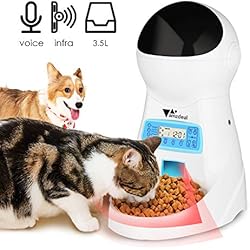 amzdeal Distributeur Automatique de Nourriture pour 4 Fois/Jour Pet Feeder Automatique Distributeur de croquettes Gamelle pour Chien/Chat (Grand, Moyen, Petit) (3.5L)