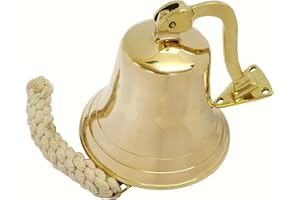 Medieval Replicas 17,78 cm (7 tum) hel skeppsklocka i mässing med fäste - dörrklocka
