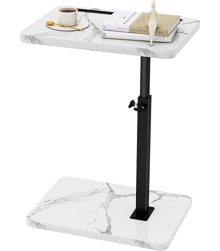 IBUYKE Bijzettafel C-vorm, 360° draaibaar en in hoogte verstelbaar sofatafel, hoek instelbaar, zwart TVT004B