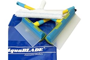 NANOPROTECTION LE TRAITEMENT DES SURFACES PAR L INNOVATION NANOPROTECTION Set Raclettes à Vitres AquaBLADE en Silicone avec Réservoir 20cm + 30 cm + mouilleur | Kit Nettoyage de Fenêtre | Qualité Professionnelle