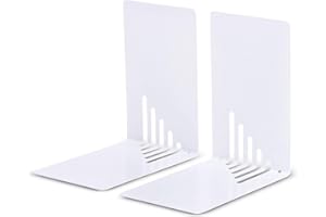 MAUL Serre Livre en métal (2 pièces) 14x8,5x14cm | Presse Livre pour l'etagere, Le Bureau et la Maison | Cale Livre élégant en métal Robuste, protège Les Meubles | Blanc