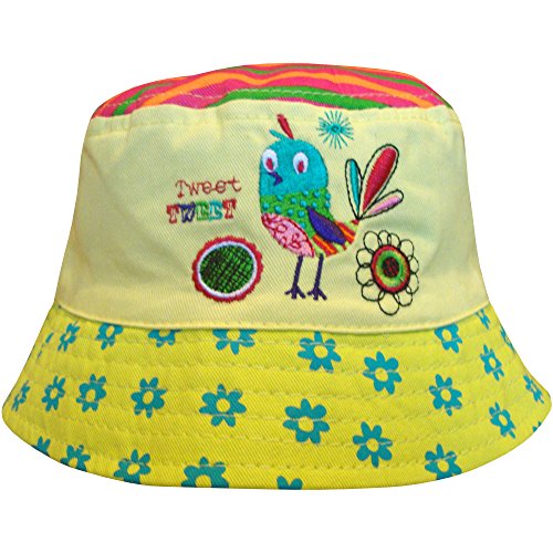 Baby Girls Birdie & Turtle Bucket Style Summer Sun Beach Hat (0-6 Months (46cm), Tweet Tweet Birdie)