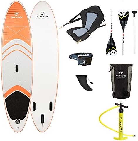FIT OCEAN MAGIC GLIDE 10`8 orange. Inflatable Stand up Paddle board 15cm thickness | very stable | SET pump backpack paddle leash and instructions SUP 330x81x15cm (Board+KAYAK seat+paddle+pump+backpack)