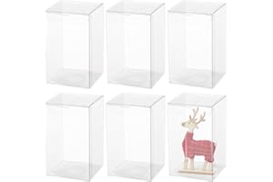 BENECREAT 30 Pack PVC Caja Transparente de Embalaje 6x6x10cm Cajita Plástica con Película Resistente a Raspón Envase de Regalo Contenedor de Dulce Chocolate para Boda Fiesta Cumpleaños