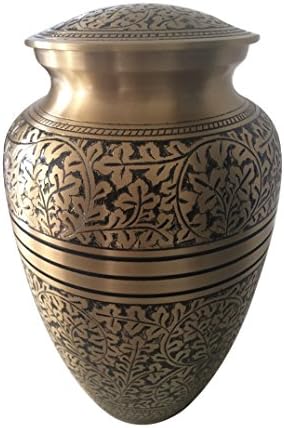 Adult Engraved Memorial Urns UK - Antique Engraved Adult Brass Urn Ashes