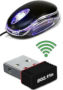 Terabyte Optical Mouse and 500Mbps Mini Wireless USB Adapter (Black) -Combo Pack