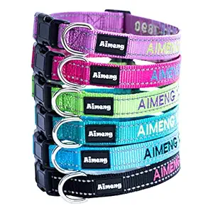 Personalized Dog Collar Adjustable Dog Collar Fadeproof Custom Embroidered with Pet Name and Phone Number, 11 Thread Color Options for Boy and Girl Dogs