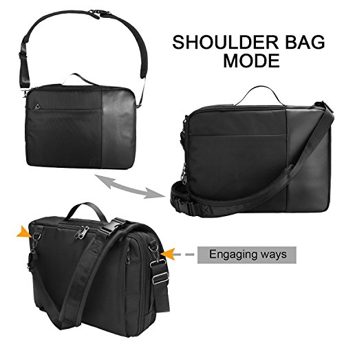 Viitop.eu Notebook-Rucksack geeignet für Laptops bis zu 15,6 Zoll, Wasserdicht Stossfest Business Freizeit-Rucksack Universal 3-in-1 Umwandelbar Rucksack Umhaengetasche Tragetasche, Schwarz - 2