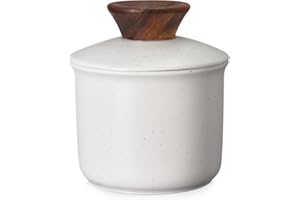DOWAN New Bone China Maselniczka z pokrywką, 185 ml francuski pojemnik na masło, chłodzony wodą z linią wodną, masło do świeżego i miękkiego masła, waniliowy biały