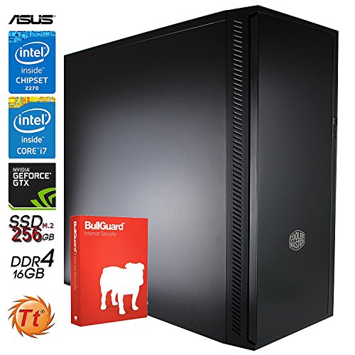 SNOGARD Silent Gaming PC incl. Windows 10 | Intel Core i7-7700K, 8GB Nvidia Geforce GTX1080 ,16GB DDR4 RAM, 256GB M.2 SSD + DVD±RW • Gaming-PC Komplett System | Custom Desktop PC Gamer Computer