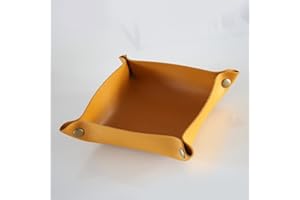 KXT DES!GN® - Elegante Schale/Ablage aus Kunstleder zur Aufbewahrung von Kleinteilen, Kosmetik. Büroartikel - Taschenleerer (Schale Klein, Gelb)