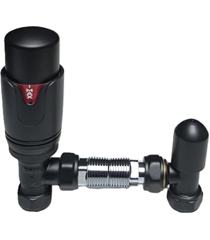 Valvola Termostatica Per Termosifone TRV + Detentore – 15 Mm – Angolo – Antracite – Set Da 2