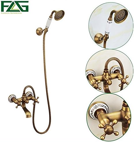 Homeny Luxurious Antique Style Soil Brass Bathtub Faucet Ceramic Handle and Handheld Shower Faucet Faucet Mixer Faucet