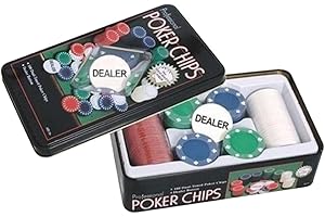 OXYN Set da Poker Gioco Professionale 100 Fiches Chip 38,5 x 2,7 mm con Numero Disegno Scatola Cofanetto in Metallo per Texas Hold'em Omaha Blackjack Carte Giochi da Tavolo con bottone Dealer Bui
