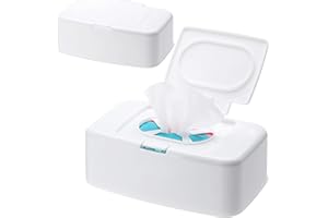 ZeYou 2 pcs wet wipe dispenser,wet wipes box with lid,wet wipe holder, Keeps Wipes Fresh, One-Handed Operation.Keep Wet Wipes Fresh for Home,Office,Car Etc(White)