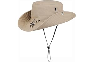 Rayson Sombrero de Pesca Hombre Mujer Gorra de Pescador Transpirable Sombrero de El Sol con Correa de Barbilla Protección UV Verano Boonie Gorra de ala Ancha para Aire Libre
